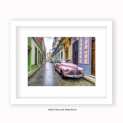 Cuba - Pink Car Close Up Reg P184598 - Mounted & Framed Art Print