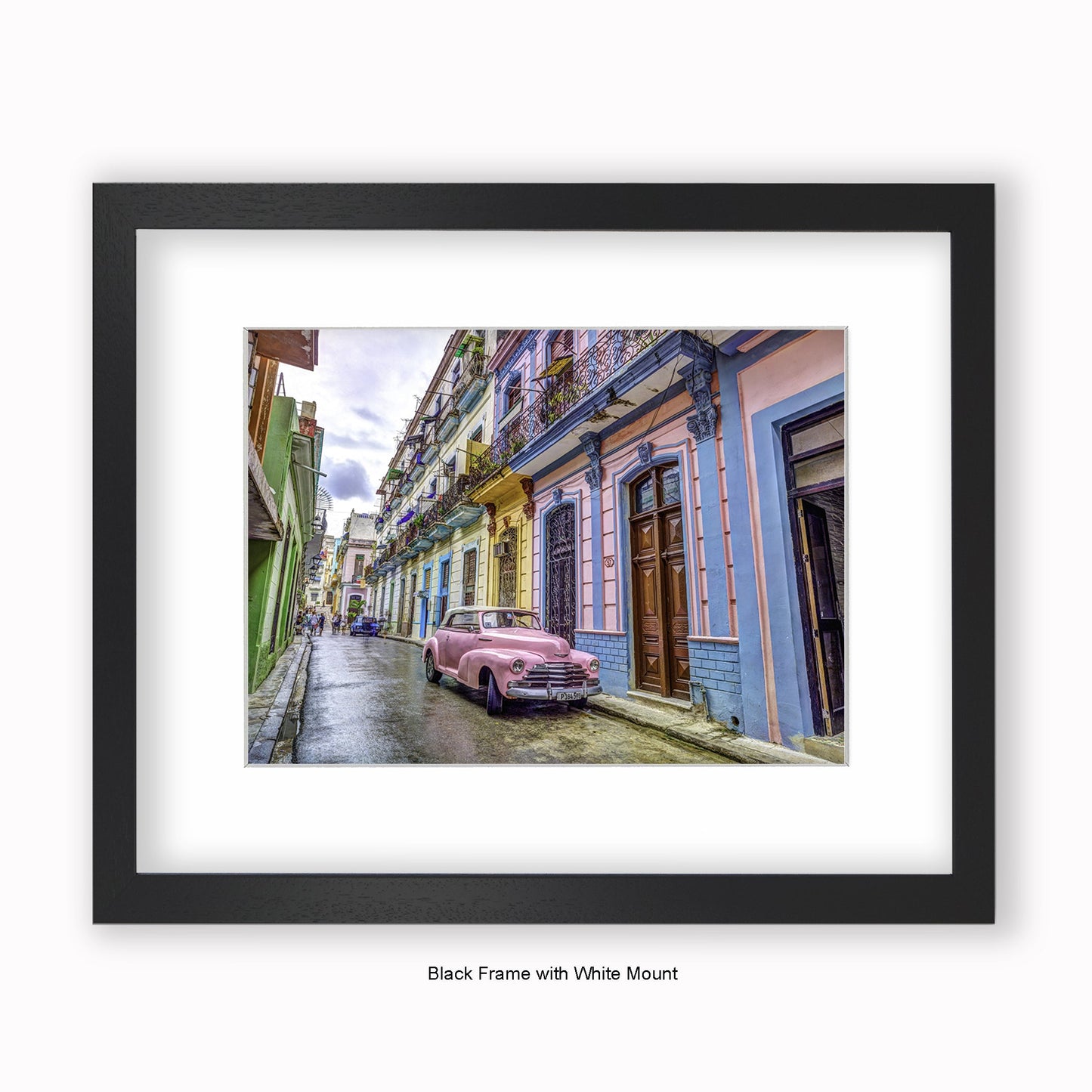 Cuba - Pink Car Reg P184598 - Mounted & Framed Art Print