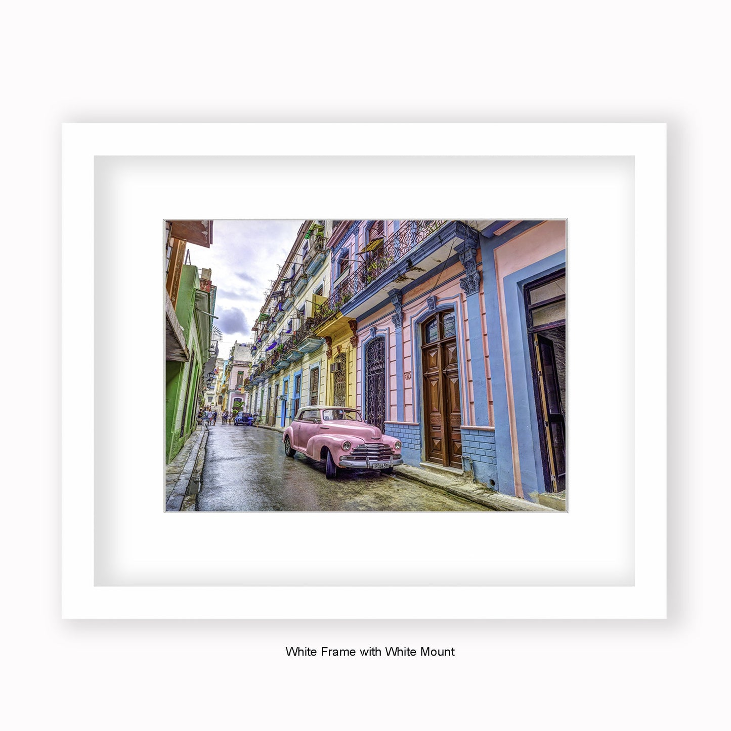 Cuba - Pink Car Reg P184598 - Mounted & Framed Art Print