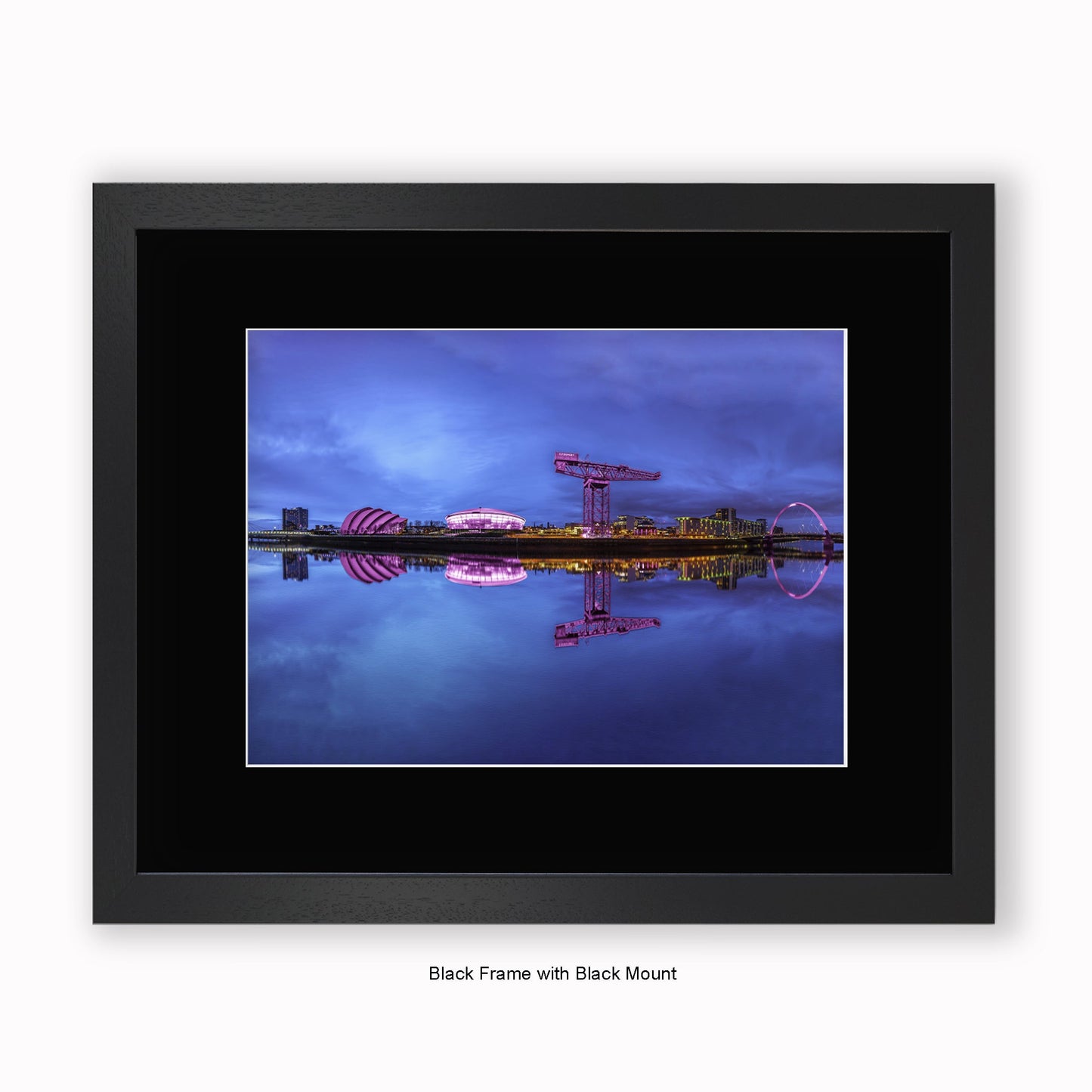 Scotland - Glasgow Crane & Squinty Bridge Blue Sky - Mounted & Framed Art Print