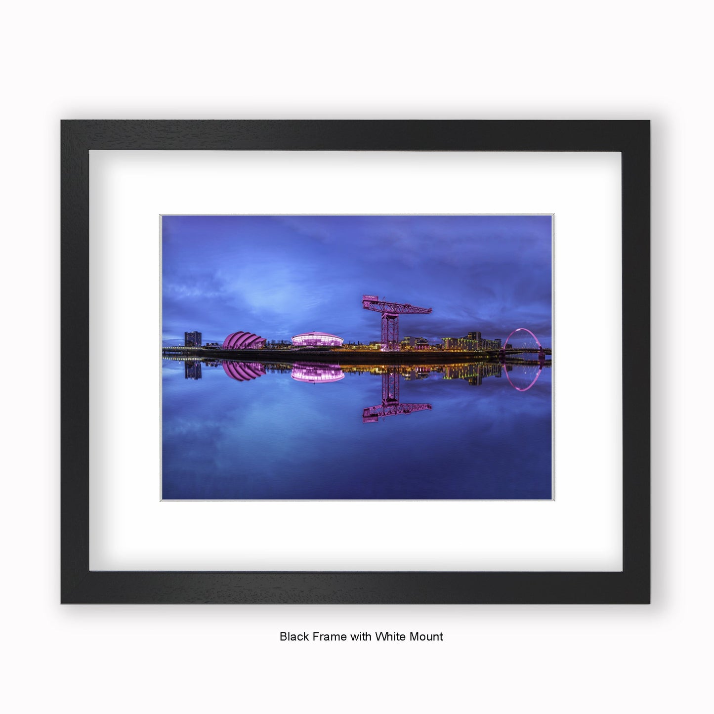 Scotland - Glasgow Crane & Squinty Bridge Blue Sky - Mounted & Framed Art Print