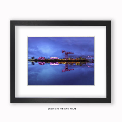 Scotland - Glasgow Crane & Squinty Bridge Blue Sky - Mounted & Framed Art Print