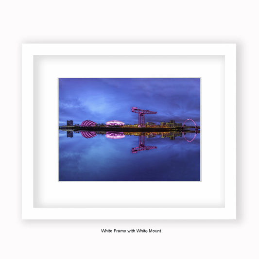 Scotland - Glasgow Crane & Squinty Bridge Blue Sky - Mounted & Framed Art Print