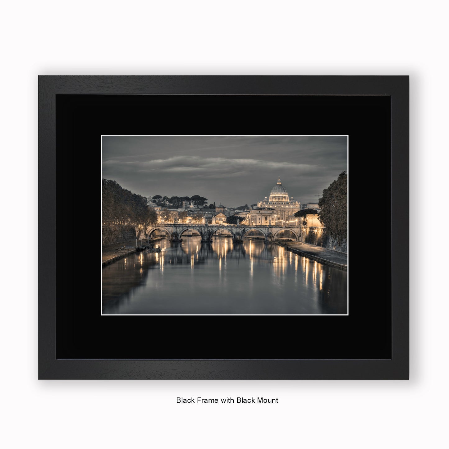 Italy - Rome - Vatican City Sistine Chapel - River Tiber At Night - Mounted & Framed Art Print