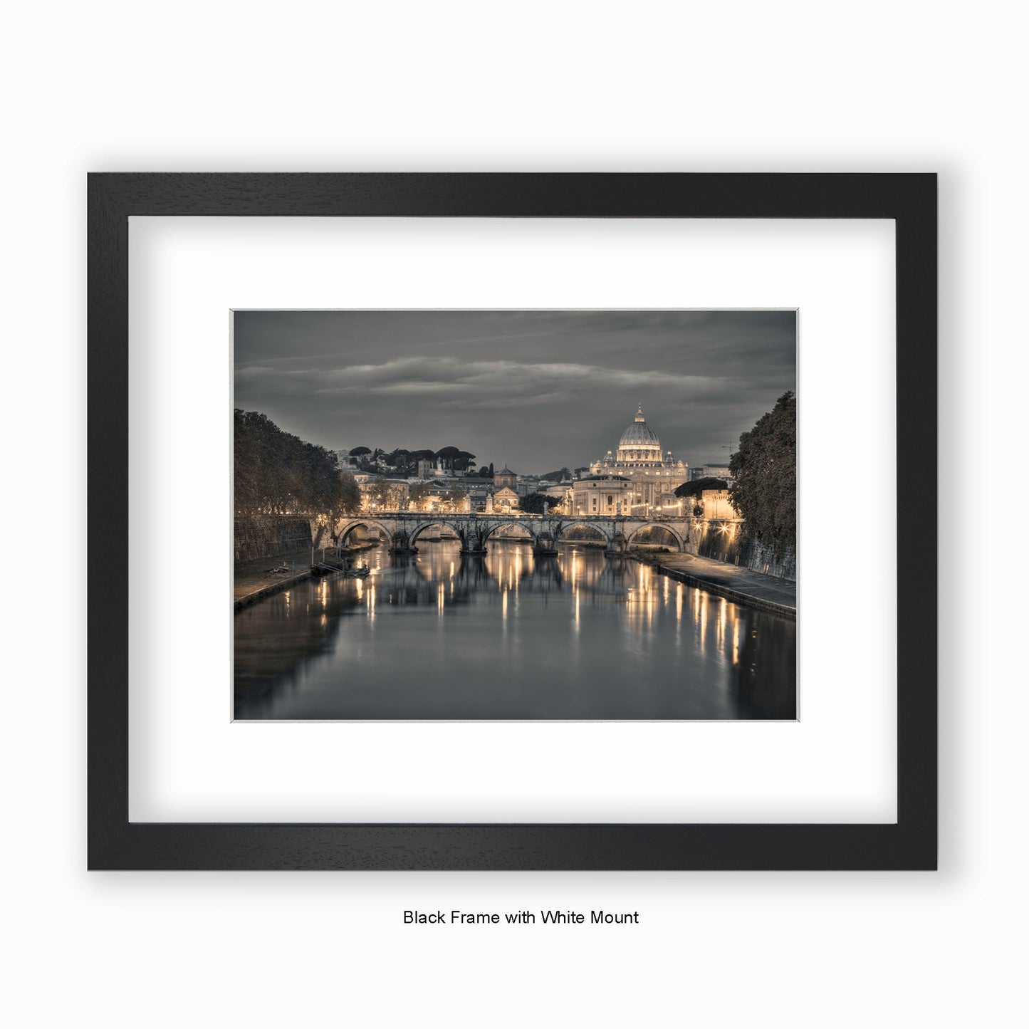 Italy - Rome - Vatican City Sistine Chapel - River Tiber At Night - Mounted & Framed Art Print