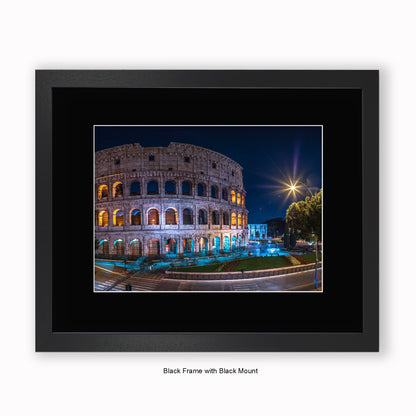 Italy - Rome - Colliseum At Night - Mounted & Framed Art Print