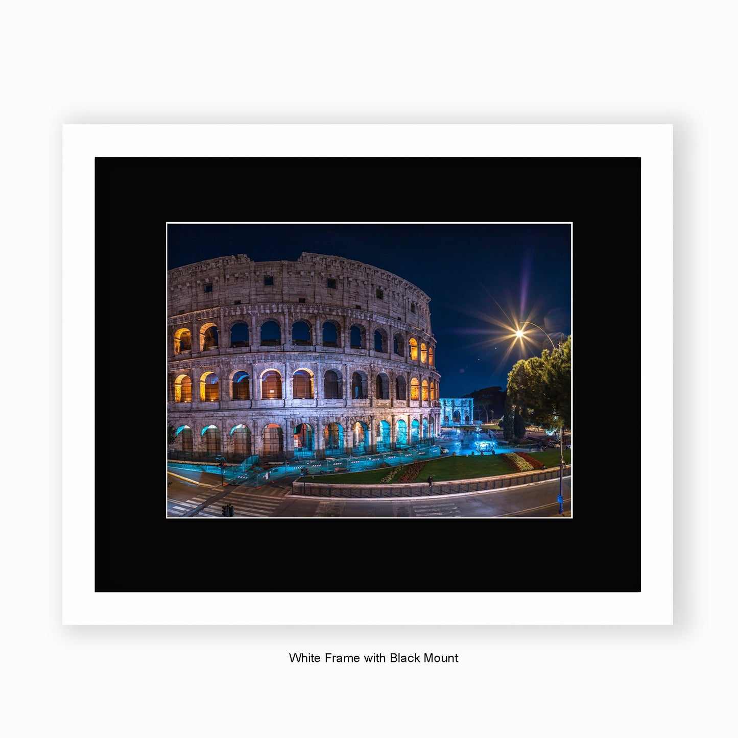 Italy - Rome - Colliseum At Night - Mounted & Framed Art Print