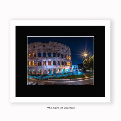 Italy - Rome - Colliseum At Night - Mounted & Framed Art Print