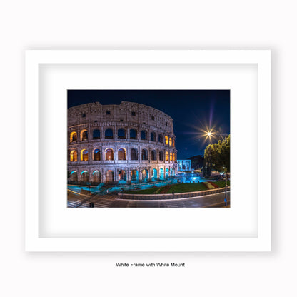 Italy - Rome - Colliseum At Night - Mounted & Framed Art Print