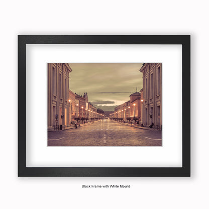 Italy - Rome - Street View At Dusk - Mounted & Framed Art Print