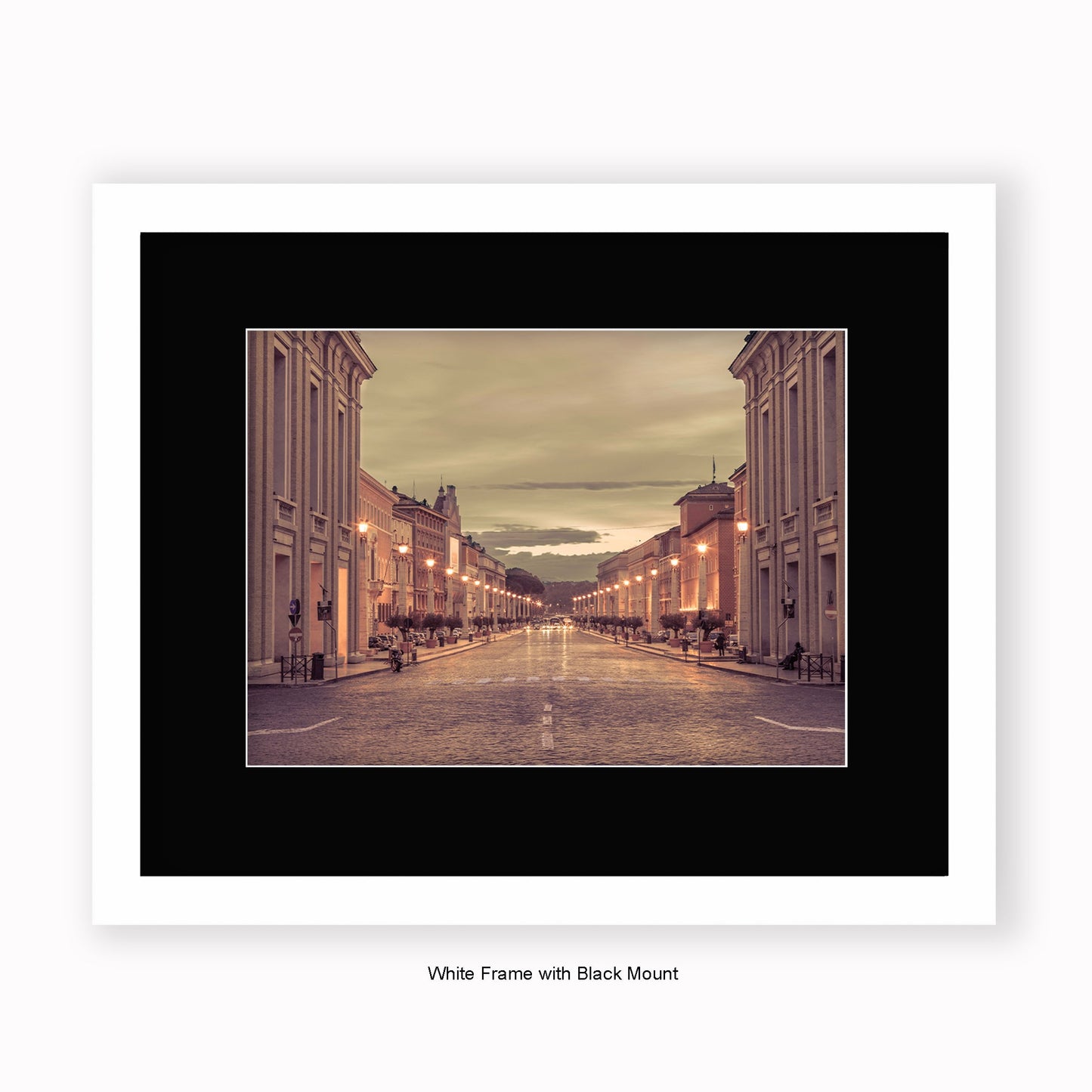 Italy - Rome - Street View At Dusk - Mounted & Framed Art Print