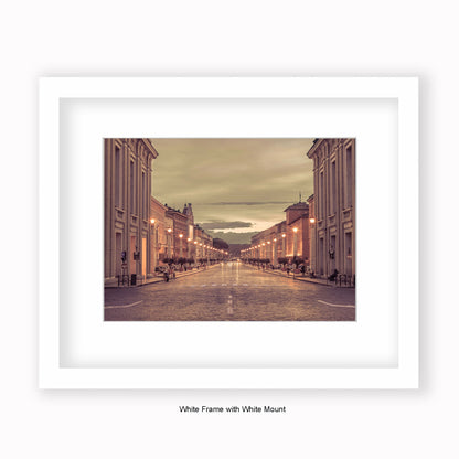Italy - Rome - Street View At Dusk - Mounted & Framed Art Print