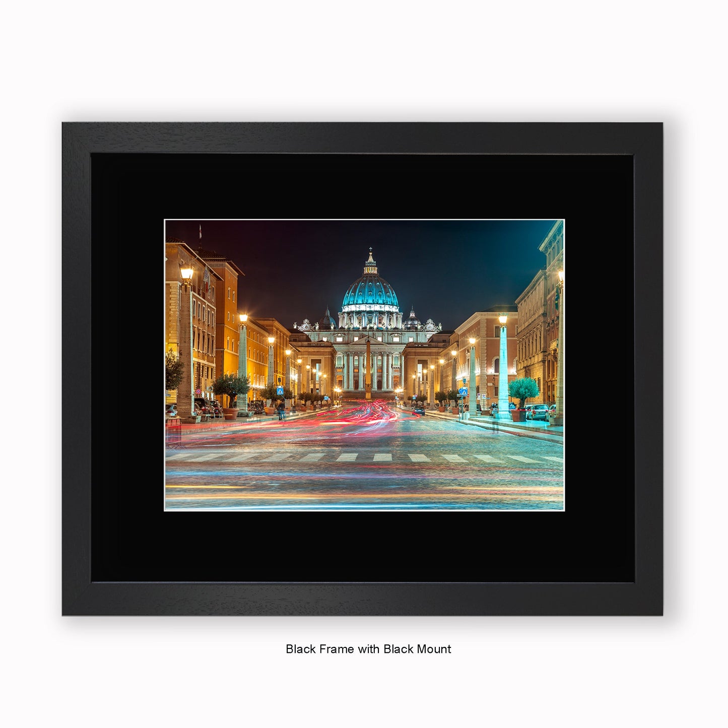 Italy - Rome - Vatican City Car Trails - Mounted & Framed Art Print
