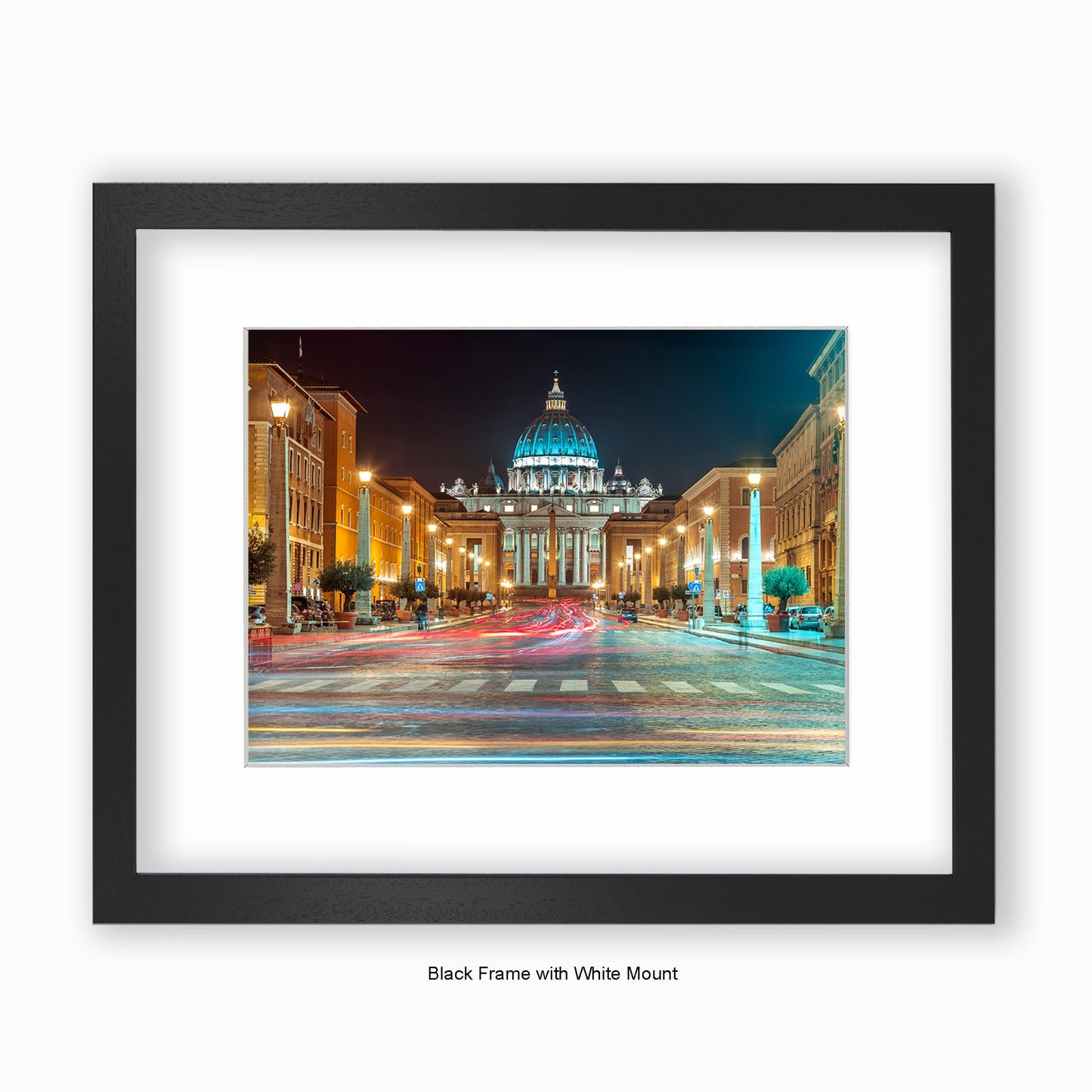 Italy - Rome - Vatican City Car Trails - Mounted & Framed Art Print