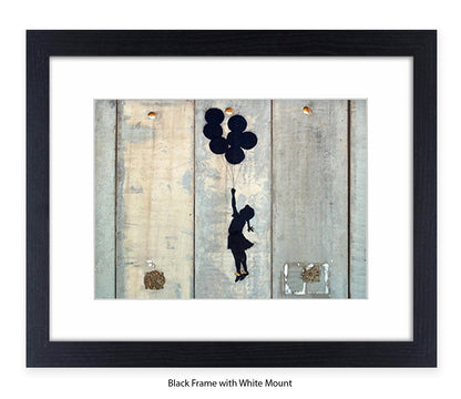Gaza Wall Balloons Girl - Mounted & Framed Banksy Print