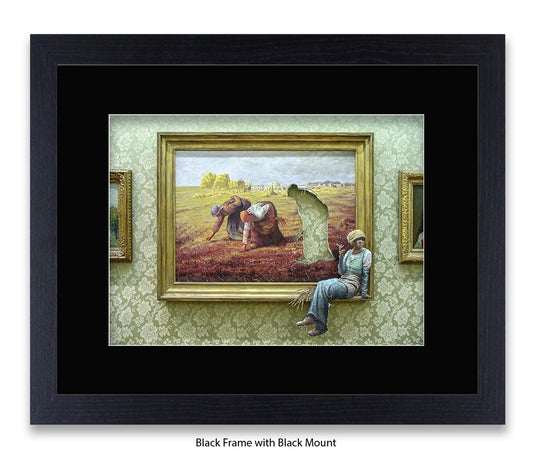 Cigarette Break - Out of the frame Cotton picking  - Mounted & Framed Banksy Print