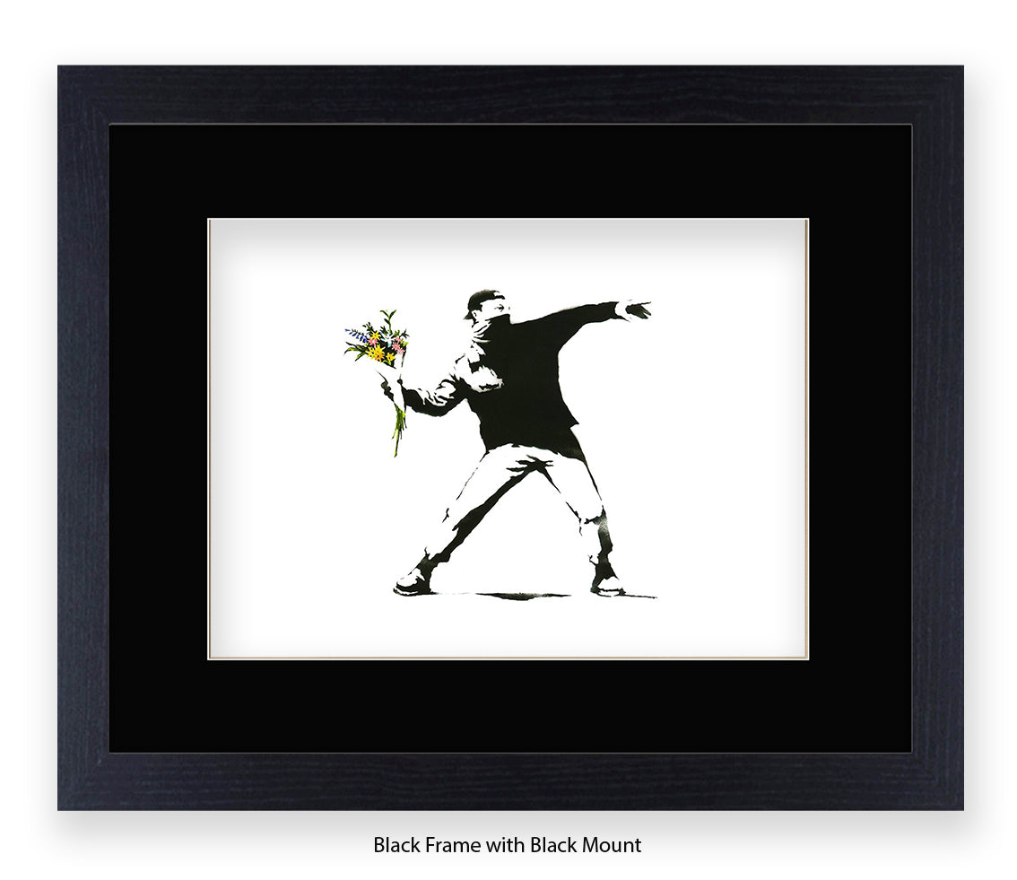 Flower Chucker Hooligan - Mounted & Framed Banksy Print