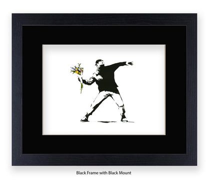Flower Chucker Hooligan - Mounted & Framed Banksy Print