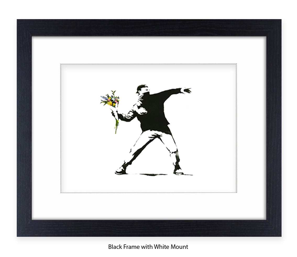 Flower Chucker Hooligan - Mounted & Framed Banksy Print