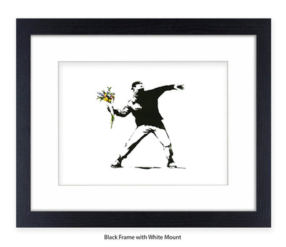 Flower Chucker Hooligan - Mounted & Framed Banksy Print