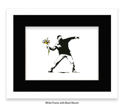 Flower Chucker Hooligan - Mounted & Framed Banksy Print