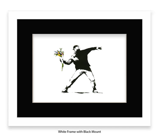 Flower Chucker Hooligan - Mounted & Framed Banksy Print