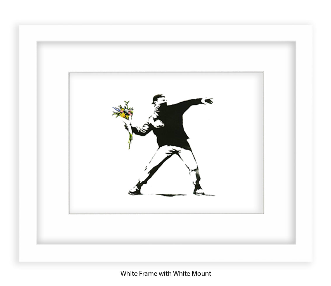 Flower Chucker Hooligan - Mounted & Framed Banksy Print