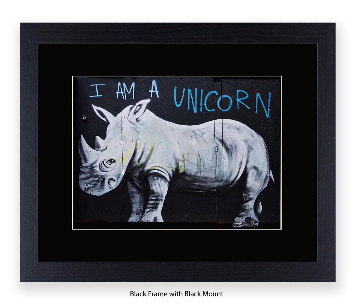 I Am A Unicorn - Rhino - Mounted & Framed Banksy Print