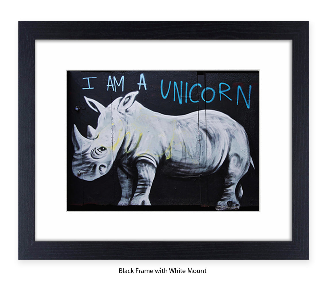 I Am A Unicorn - Rhino - Mounted & Framed Banksy Print