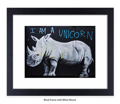 I Am A Unicorn - Rhino - Mounted & Framed Banksy Print