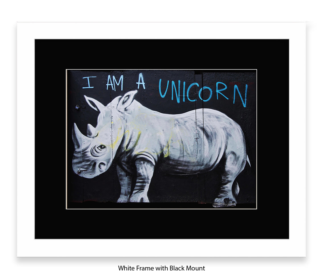 I Am A Unicorn - Rhino - Mounted & Framed Banksy Print
