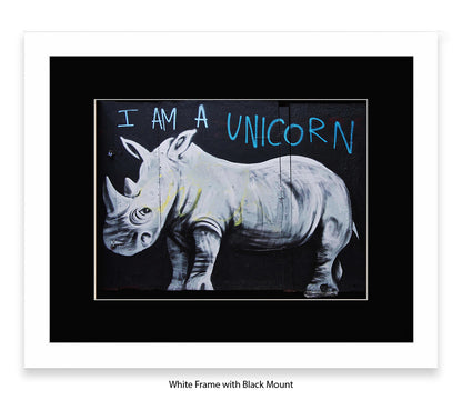 I Am A Unicorn - Rhino - Mounted & Framed Banksy Print