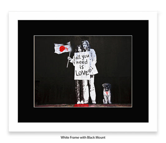 John & Yoko - Mounted & Framed Banksy Print