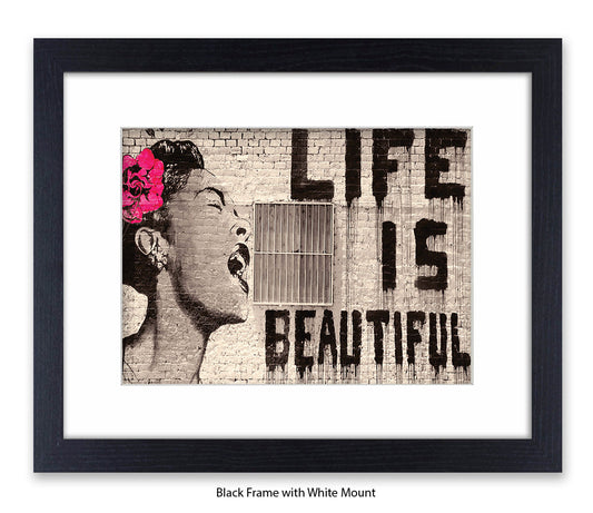 Life Is Beautiful - Mounted & Framed Banksy Print