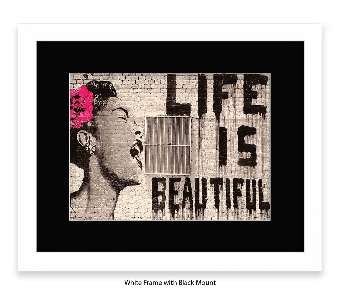 Life Is Beautiful - Mounted & Framed Banksy Print