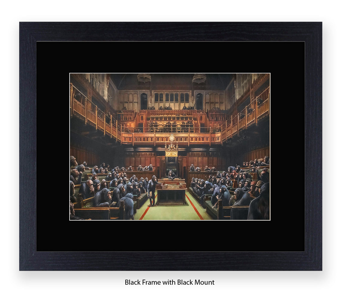 Monkey Parliament - Mounted & Framed Banksy Print