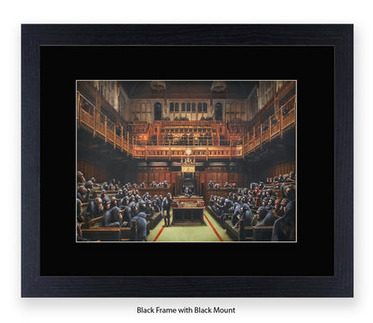 Monkey Parliament - Mounted & Framed Banksy Print