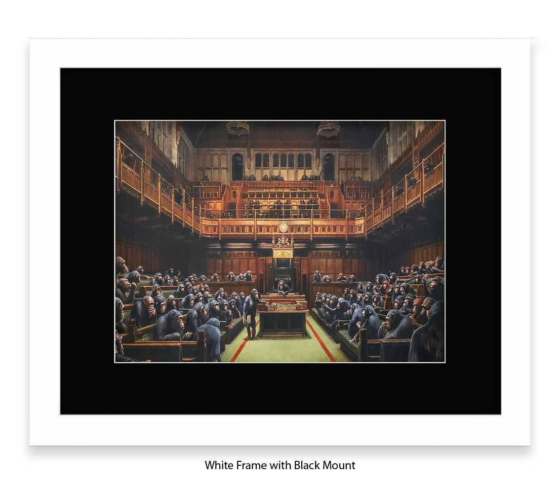 Monkey Parliament - Mounted & Framed Banksy Print