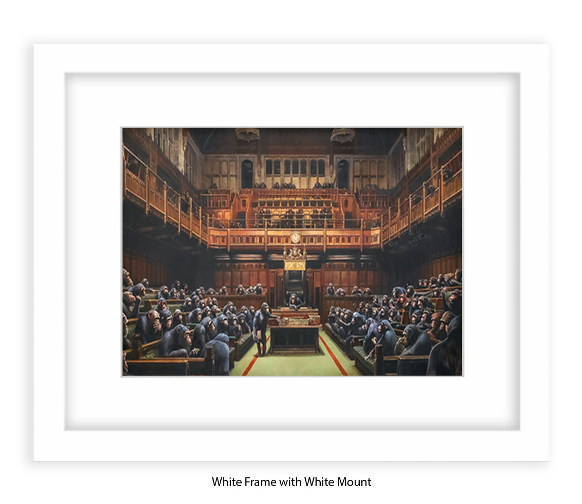 Monkey Parliament - Mounted & Framed Banksy Print