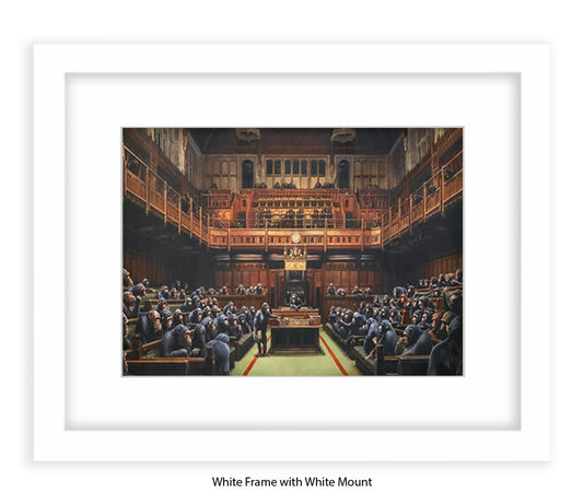 Monkey Parliament - Mounted & Framed Banksy Print
