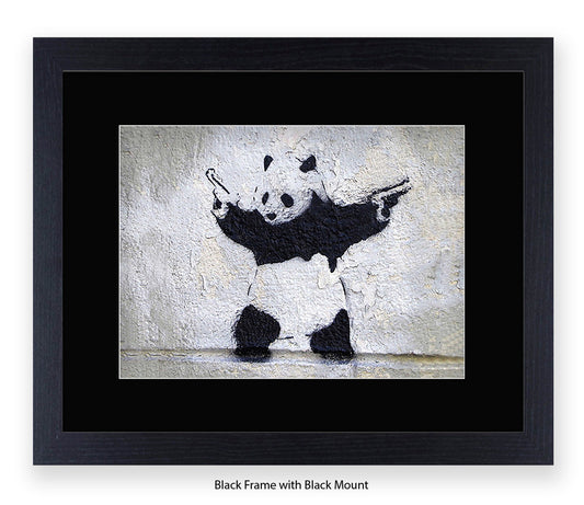 Panda Guns - Mounted & Framed Banksy Print