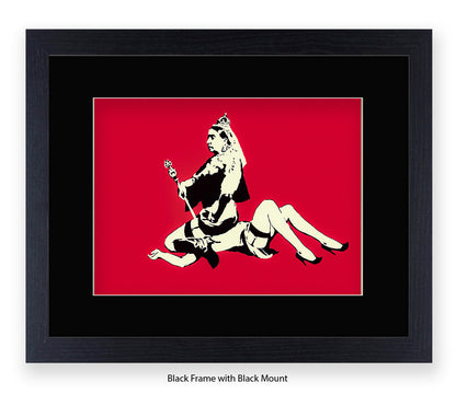 Queen Victoria - Red - Mounted & Framed Banksy Print