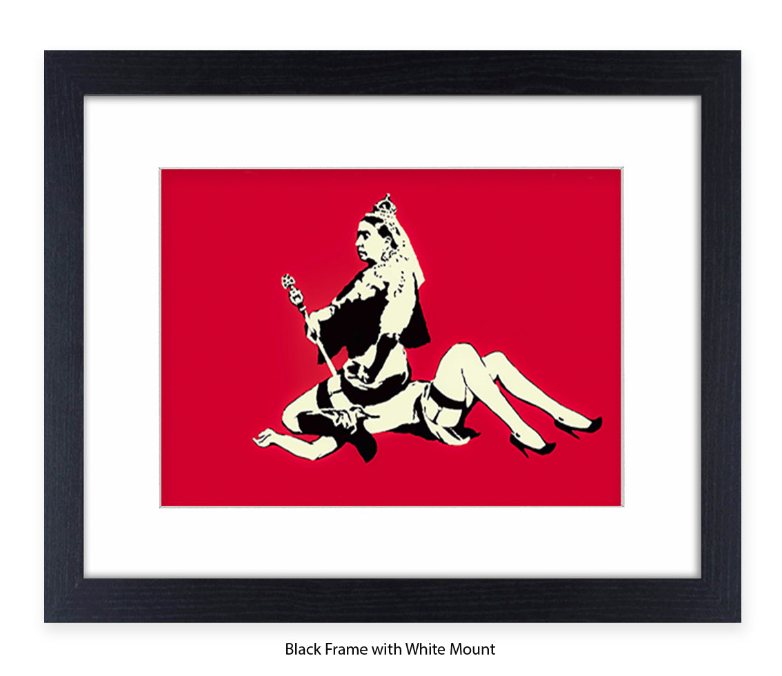 Queen Victoria - Red - Mounted & Framed Banksy Print