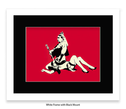 Queen Victoria - Red - Mounted & Framed Banksy Print