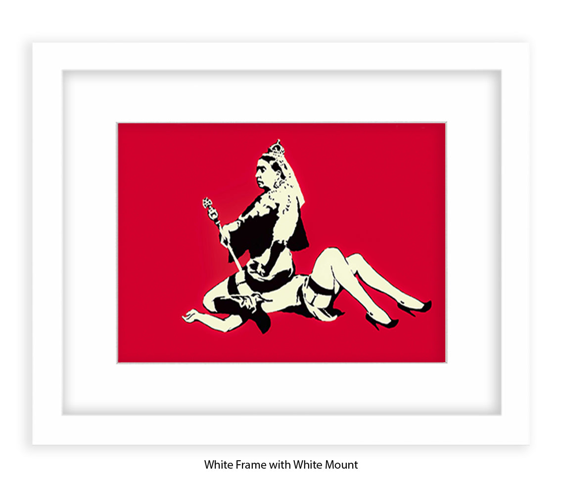 Queen Victoria - Red - Mounted & Framed Banksy Print