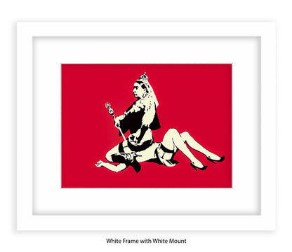 Queen Victoria - Red - Mounted & Framed Banksy Print