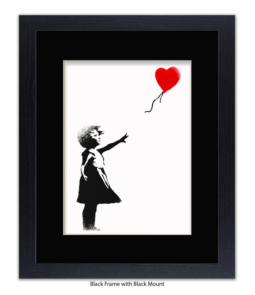 Balloon Girl - WHITE - Mounted & Framed Banksy Print