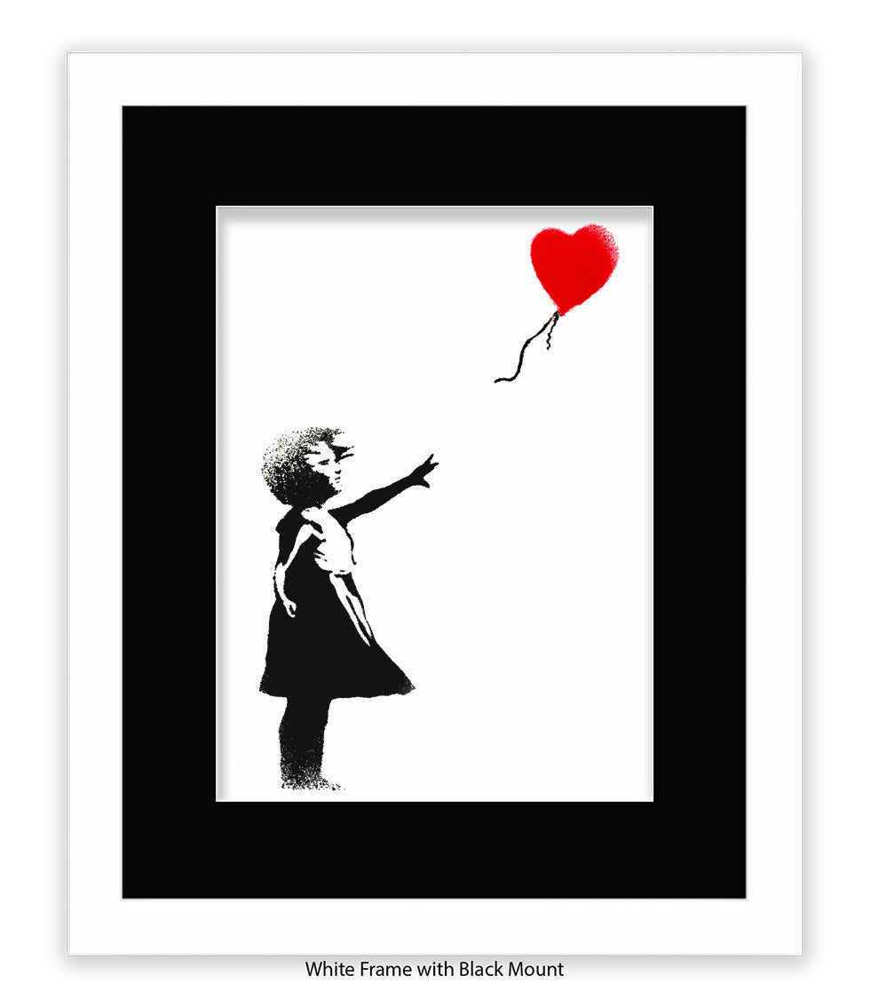 Balloon Girl - WHITE - Mounted & Framed Banksy Print