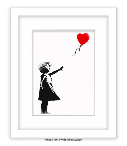 Balloon Girl - WHITE - Mounted & Framed Banksy Print