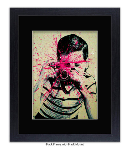 Camera Splash Boy - Mounted & Framed Banksy Print